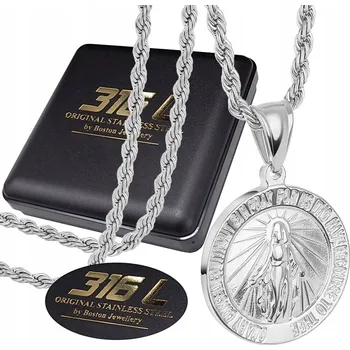 Řetízek STŘÍBRNÝ ŘETÍZEK S MEDAILE S MARII, MATKOU BOŽÍ, CHIRURGICKÁ OCEL 316L