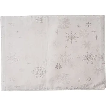 prostírání Vánoční Prostírání voděodolné Vločky stříbrná, 32 x 45 cm