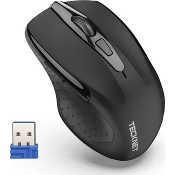 Myš Tichá bezdrátová myš TECKNET, bezdrátová myš 2,4 GHz s nano přijímačem, optické sledování 4000 DPI,