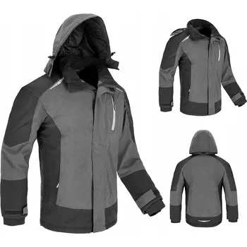 Pánský kabát TEPLÁ PÁNSKÁ ZIMNÍ VODĚODOLNÁ BUNDA S FLEECEM, ODEPÍNACÍ KAPUCE L