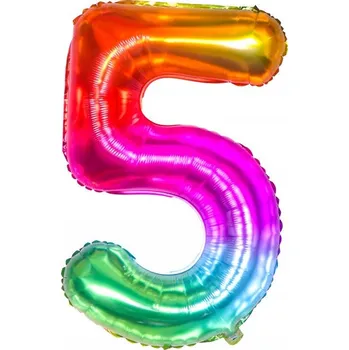 Balónek Fóliový balónek Číslice 5 duhový, velikost 100 cm (40 palců)