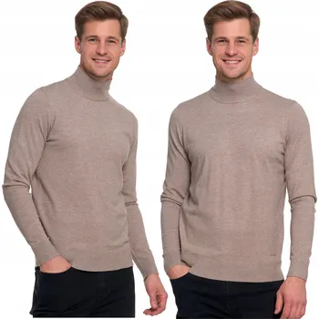 Pánský svetr ELEGANTNÍ PÁNSKÝ SVETR S POLOVIČNÍM ROLÁKEM KLASICKÝ HLADKÝ MÓDNÍ SLIM FIT MORAJ XL