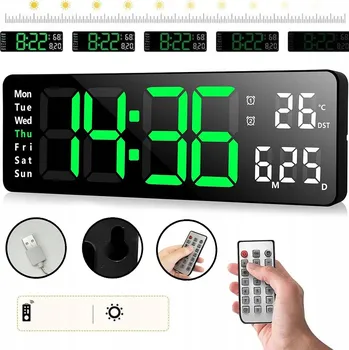 Hodiny Digitální LED stolní hodiny černé s teploměrem a budíkem