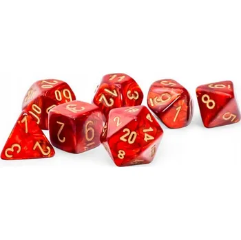 Příslušenství k deskovým hrám Kostky Chessex - sada 7 mini kostek Scarab Scarlet/gold
