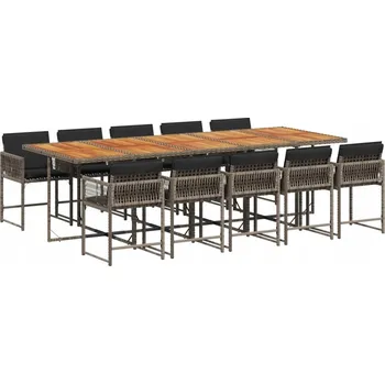 VidaXL 11dílná zahradní souprava s polstry, šedý PE ratan