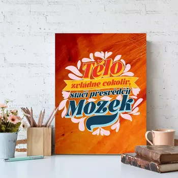 Plechová cedule Sablio Dárková cedulka Tělo zvládne cokoliv, stačí prěsvědčit mozek: 30x40 cm