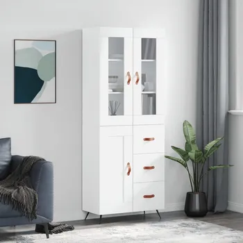 Příborník do zásuvky Skříň highboard bílá 69,5 x 34 x 180 cm kompozitní dřevo IM_3198633