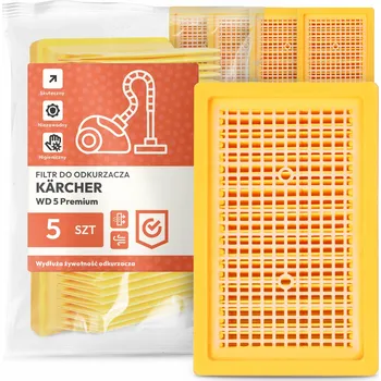 Filtr do vysavače 5x FILTR do VYSAVAČE Kärcher WD 5 Premium Vzduchový Skládaný FILTRY EM-W