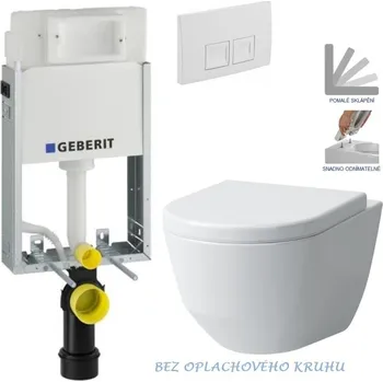 Klozet GEBERIT KOMBIFIXBasic vč. bílého tlačítka DELTA 50 + WC LAUFEN PRO RIMLESS + SEDÁTKO 110.100.00.1 50BI LP1