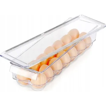 Úložný box ZÁSOBNÍK NA VEJCE DO LEDNIČKY ORGANIZÉR S VÍKEM PRŮHLEDNÝ 14 KS