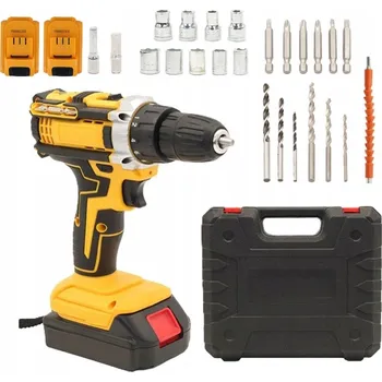 AKU VRTACÍ ŠROUBOVÁK S PŘÍKLEPEM 21V SADA V KUFRU + 2 × AKU