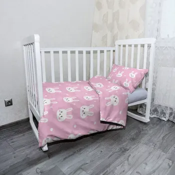 Povlečení Sablio Mikroplyšové povlečení do dětské postýlky Králíčci 100 x 135, 40 x 60 cm zipový uzávěr