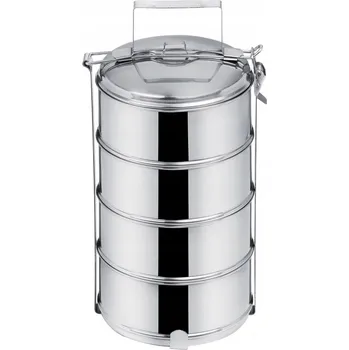 Termobox JÍDELNÍ BOX 4-PATROVÝ NEREZOVÝ TERMO BOX NA JÍDLO 4x1 L