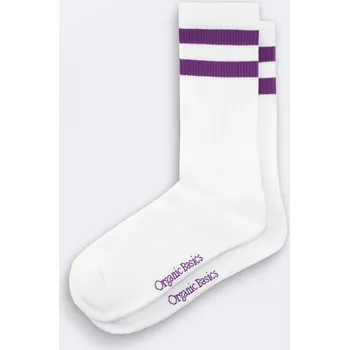 Organic Basics Core Stripe Crew Socks 3-pack White / Aubergine 35-38