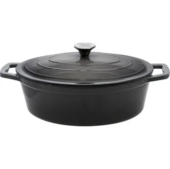 Hrnec ELO Pekáč s poklicí 33 x 25 cm, litinový, šedý, hluboký, oválný ELO 33733