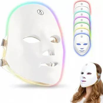 Pleťová maska ZdravyNákup Nabíjecí LED maska na obličej – 7barevná fotonová terapie pro omlazení pleti