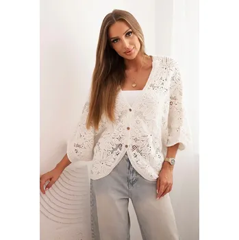 Dámský svetr Kesi Dámský letní svetr s krátkým rukávem a květinovým vzorem Barva: Tělová, Velikost: UNI