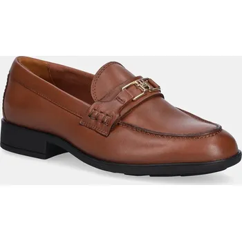 Dámská obuv Kožené mokasíny Tommy Hilfiger TH LOGO LEATHER LOAFER FW0FW08705 hnědá 88X, EUR 37