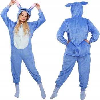 Dámské noční prádlo STITCH PYŽAMO KIGURUMI OVERAL TEPLÁKOVKA KOSTÝM OVERAL JEDNODÍLNÝ