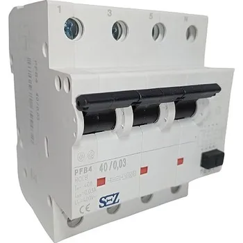 Proudový chránič Proudový chránič 4póly, 63A, 100mA, 10kA (SEZ PFB4 63/0,1)