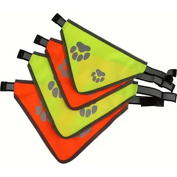 Obojek pro psa Reflexní šátek oranžový s tlapkami L