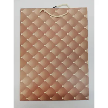 Dárková taška Dárková taška - 23 x 18 cm - Hnědá kostičkovaná s perlami