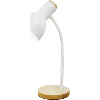 Lampička Stolní lampa světlé dřevo bílý mat