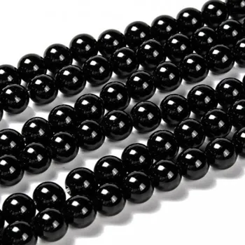 Dětské navlékací korálky Obsidián černý 8 mm (návlek 43-44 korálků)