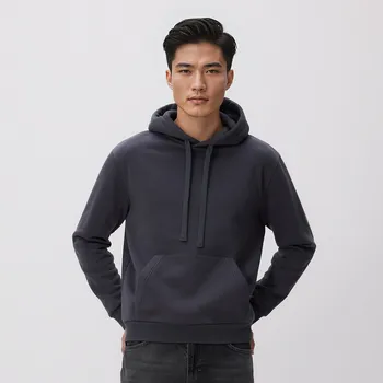 Pánská mikina Reserved - Regular mikina s kapucí - tmavě šedá - 6926H-90X - 6926H-90X-S