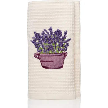 Utěrka K-TEX Kuchyňská bavlněná waflová utěrka - Košík levandule - béžová