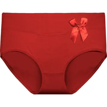 Kalhotky FINE WOMAN Dámské kalhotky klasik s ozdobnou mašlí 9033 Barva: červená, Velikost: L/XL