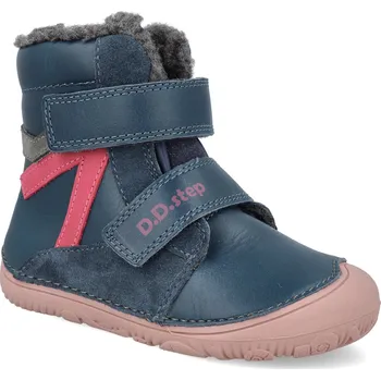 Dívčí zimní obuv Barefoot dětské zimní boty D.D.step W073-52306C modré/růžové Velikost: 29