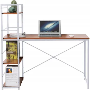 Psací stůl Obdélníkový psací stůl Jumi 120 x 52 x 120 cm bílý, odstíny hnědé