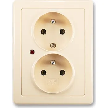 vypínač a zásuvka Dvojnásobná zásuvka ABB Swing 5592G-C02349 C1 s ochrannými kolíky, přepěťovou ochranou krémová (ABB 5592G-C02349 C1)