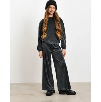 Dívčí mikina Sinsay - Velurová mikina s kulatým výstřihem - šedá - 610FV-86X - 610FV-86X-164