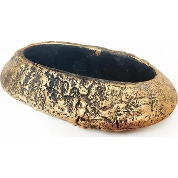 Obal na květináč Keramický obal, ovál, zlatý, 6 x 13 x 20 cm