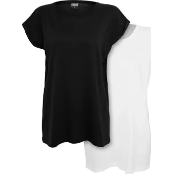 Dámské tričko Dámské tričko Urban Classics Extended Shoulder Tee 2-Pack velikost L black/white