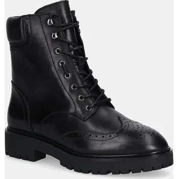 Dámské kozačky Kožené kotníkové boty Lauren Ralph Lauren Alysn Lup Pr dámské, černá barva, na plochém podpatku, 802980063001 802980063001.001 99X, EUR 36.5