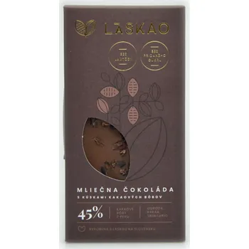 Cukrovinka Čokoládá mléčná s kakaovými boby bez laktózy s 45% - LÁSKAO 75g