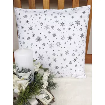 Povlak na dekorativní polštářek Povlak na polštář 40 x 40 cm – šedé vločky na bílé | Ruční výroba z bavlny