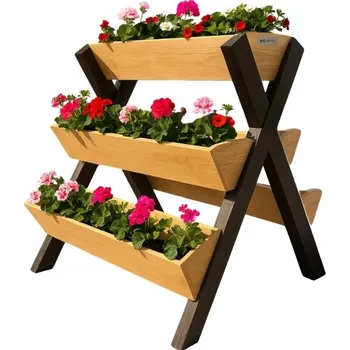 Truhlík Dřevěný třípatrový truhlík na květiny