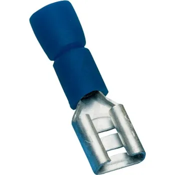 Tracon KCSH5-HF izol. Cu lis. dut. ploché, 4.8x0.5mm, predĺž., 2.5mm?, modré 2.5mm2 4.8 x 0.5 mm kék, hosszított fémrésszel (Tracon KCSH5-HF)