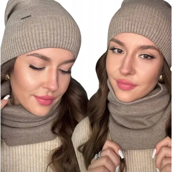 Čepice Fashionweek Dámská sada čepice + nákrčník S2917 Barva: Mocca, Velikost: Universal