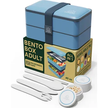 Svačinový box Plastová krabička na oběd / snídani s nádobkami a příbory UMAMI Original 1200 ml