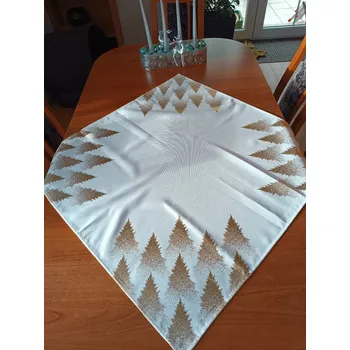 ubrus Vánoční ubrus na stůl zlaté stromečky Zlatá