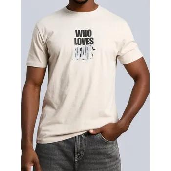 Pánské tričko Sinsay - Bavlněné tričko s nápisem - béžová - 838GP-08X - 838GP-08X-XL