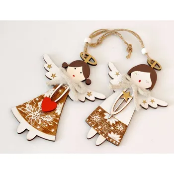 Vánoční dekorace Dřevěná dekorace k zavěšení - Andělská holčička - vzor A