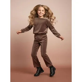 Dívčí mikina Sinsay - Souprava mikiny a kalhot - hnědá - 112FA-88X - 112FA-88X-146