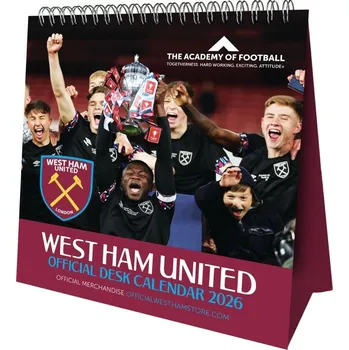 Kalendář Stolní kalendář West Ham United FC 2026, měsíční, 17×16 cm