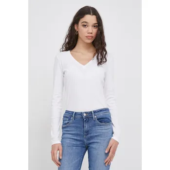 Pánské tričko Bavlněné tričko s dlouhým rukávem United Colors of Benetton 3GA2E4245 bílá 00X, vel. L